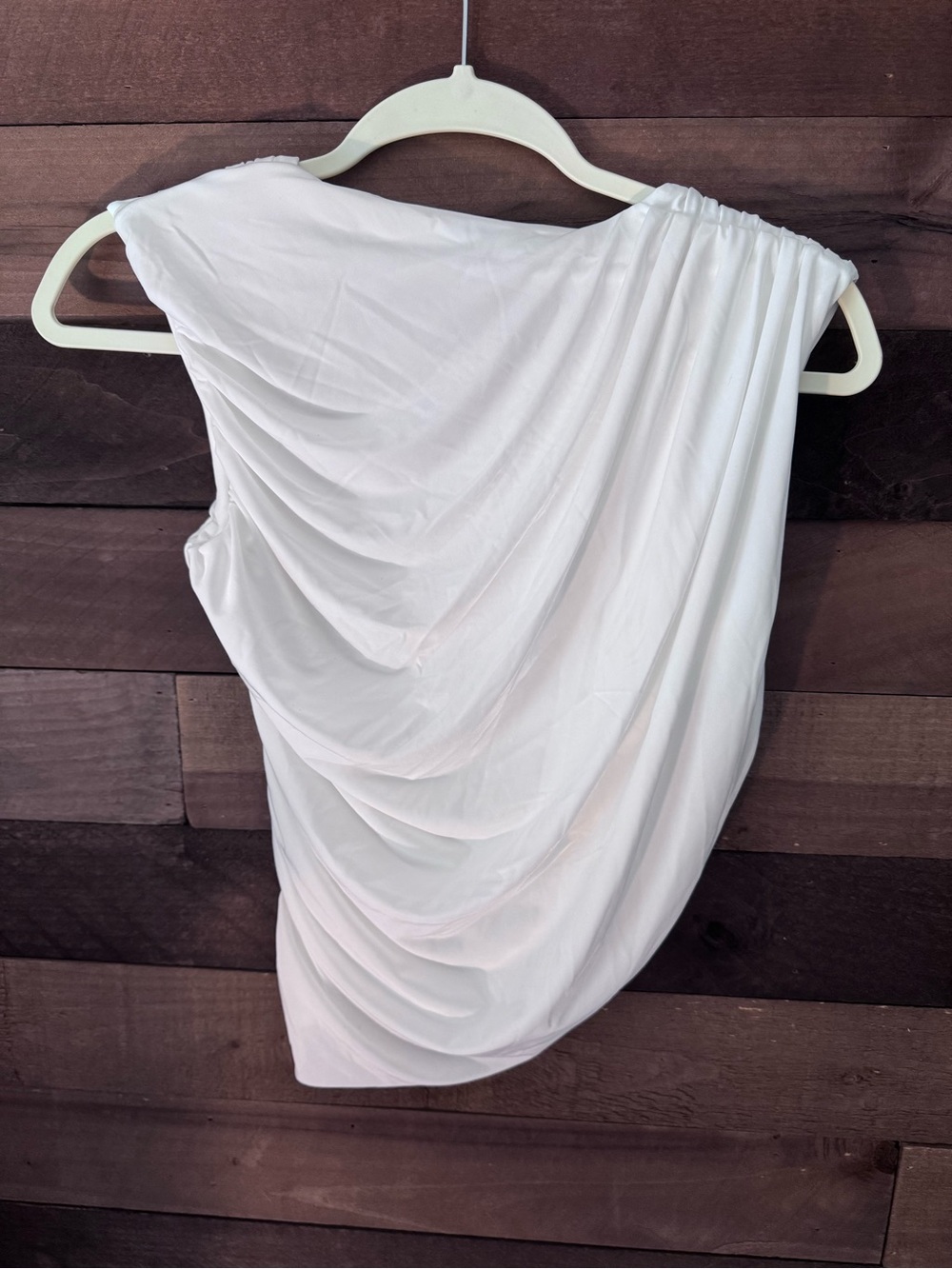 Meshki White Asymmetric Draped One-Shoulder Camisole - Picture 2 of 3